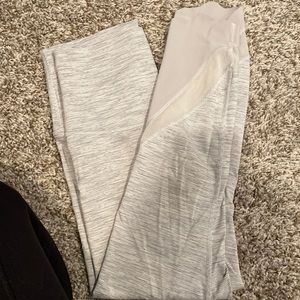 White and gray striped lululemon leggings